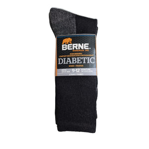 Berne Men's 2-PK Diabetic All-Purpose Cotton Crew Socks 924BD - Black