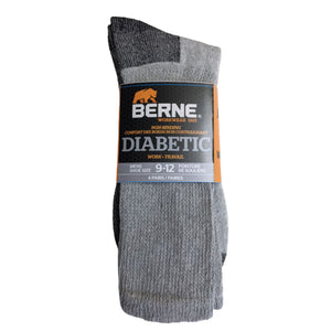 Berne Men's 2-PK Diabetic All-Purpose Cotton Crew Socks 924BD - Grey