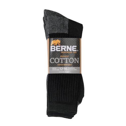 Berne Men's 4-PK All Purpose Cotton Crew Socks 920B - Black