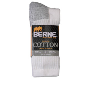 Berne Men's 4-PK All Purpose Cotton Crew Socks 920B - White