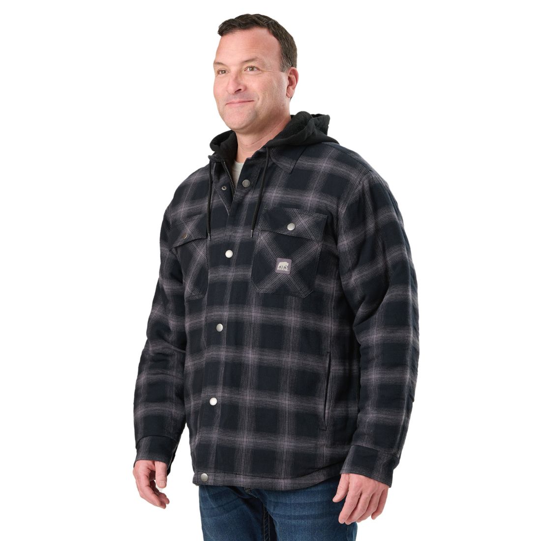 Berne Men's Quilt-Lined Hooded Shirt Jacket SH78PSBK - Black