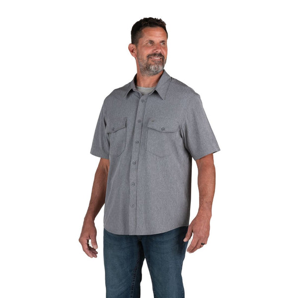 Berne Men's Flex 180 UPF Button Down Short Sleeve Shirt SH32 - Black Heather