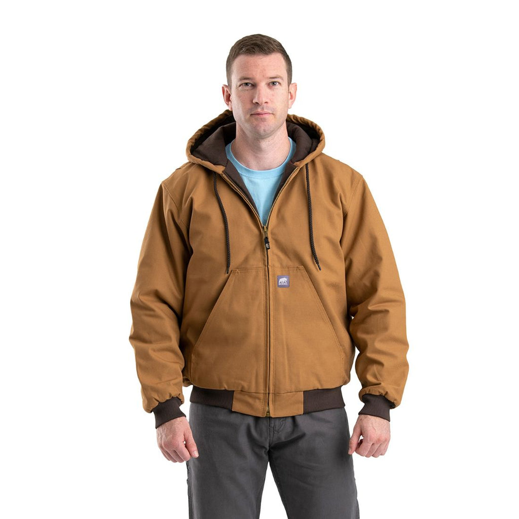 Berne Men s Heritage Duck Hooded Active Work Jacket HJ51 Brown