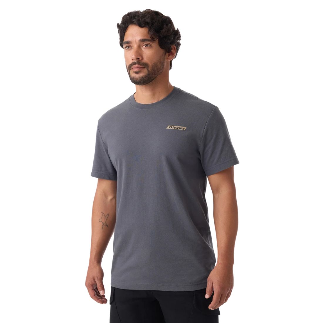 STRONG×DICKIE'S GRAY 32×30 Dickie Men's Short Sleeve Camo Logo Work T-Shirt - Grey