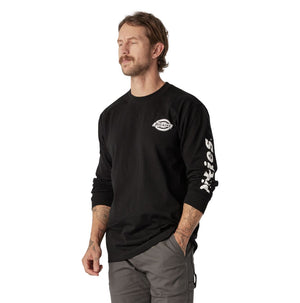 Dickies Heavyweight Logo Men's Long Sleeve Work T-Shirt WL22C - Black