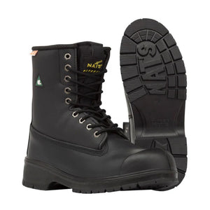 Nats S320 Unisex 8" Steel Toe Work Safety Boot - Black