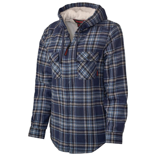 Tough Duck Women's Plush Pile-Lined Flannel Work Hoodie WS12 - Navy