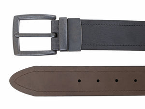 40mm Sewn Reversible w/A. Black Harness buckle - black/brown