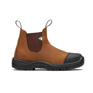 Blundstone 169 Unisex Slip-on Steel Toe Work & Safety Boot with Rubber Toe Cap - Saddle Brown
