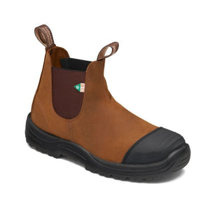 Blundstone 169 Unisex Slip-on Steel Toe Work & Safety Boot with Rubber Toe Cap - Saddle Brown