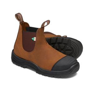 Blundstone 169 Unisex Slip-on Steel Toe Work & Safety Boot with Rubber Toe Cap - Saddle Brown