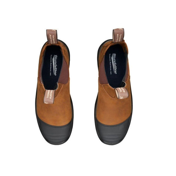 Blundstone 169 Unisex Slip-on Steel Toe Work & Safety Boot with Rubber Toe Cap - Saddle Brown