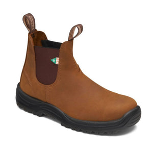 Blundstone 164 Brown Unisex Slip-on Steel Toe Work & Safety Boot - Saddle Brown