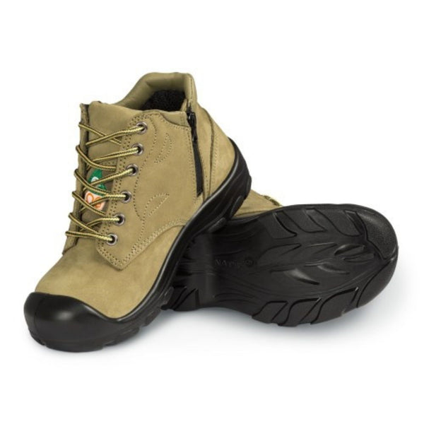 P&F S556 Women's 6" Steel Toe Side Zip Leather Work Boot - Kaki