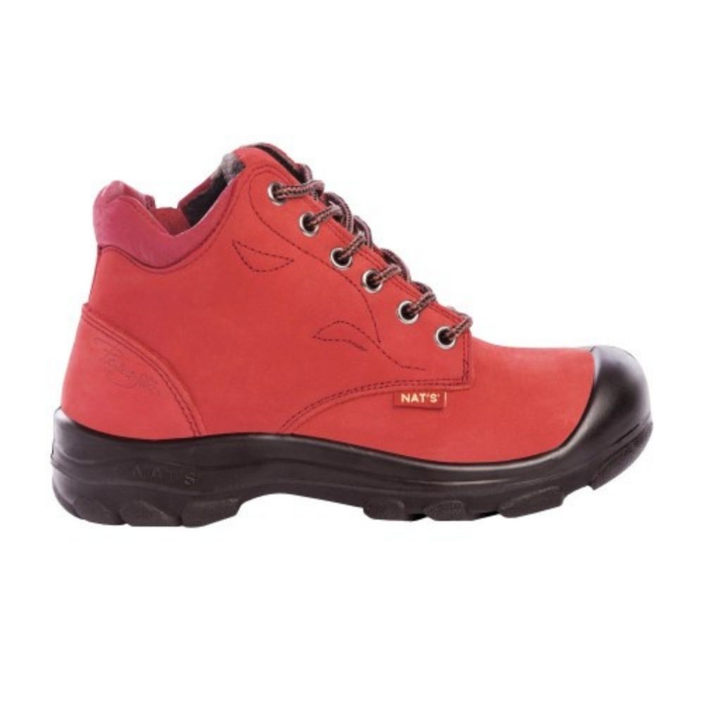 NATS S556 Red 6" Women's Steel Toe Work Boot With Side Zip