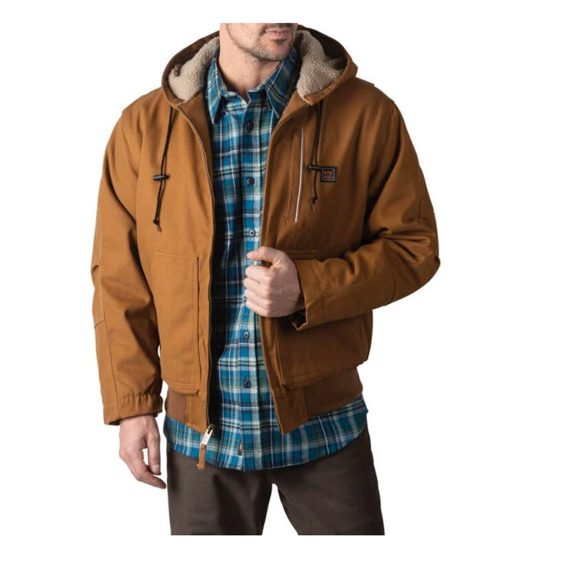 Walls Mingus Men's Sherpa Lined Hooded Winter Work Bomber Tan YJ39