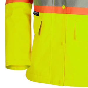 Women's Pioneer High-Visibility Waterproof Rain Work Jacket 5628W - Yellow