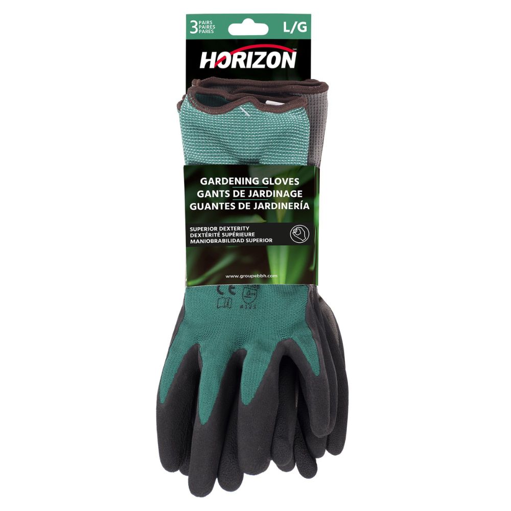 pack of gardening gloves Worktuff Latex Foam Coated Gardening Gloves 51147