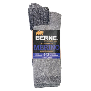Berne Men's 2-PK Merino Wool All-Purpose Crew Socks 930B - Grey