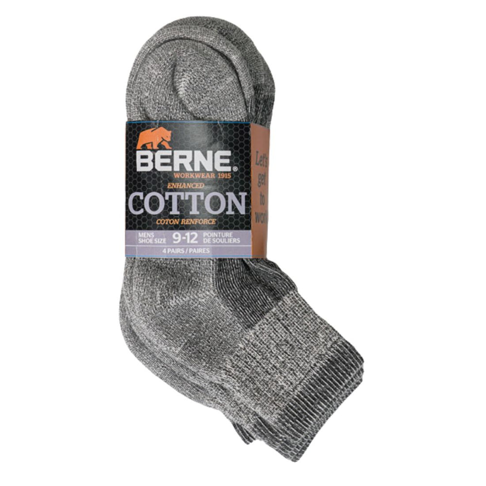 Berne Men's 4-PK All Purpose Cotton Quarter Socks 920BQ - Grey
