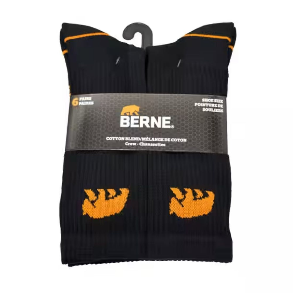 Berne Men's 6-PK All Purpose Cotton Blend Crew Socks 906B