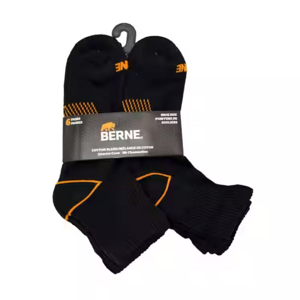 Berne Men's 6-PK All Purpose Cotton Blend Quarter Socks 906BQ