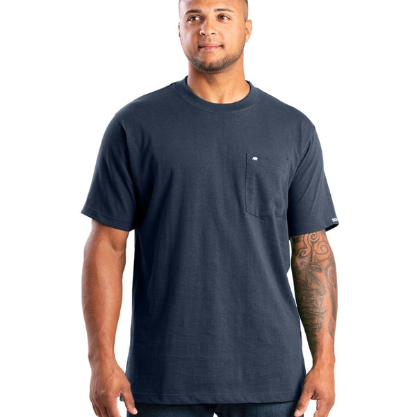 Berne Men's Heavyweight Short Sleeve Pocket Work Shirt BSM71 - Navy