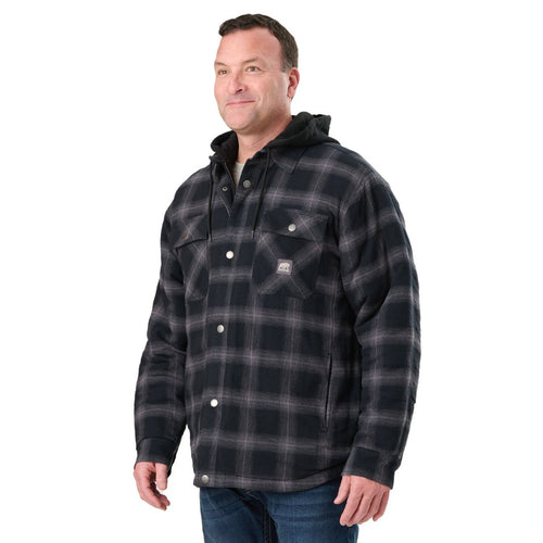Berne Men's Quilt-Lined Hooded Shirt Jacket SH78PSBK - Black