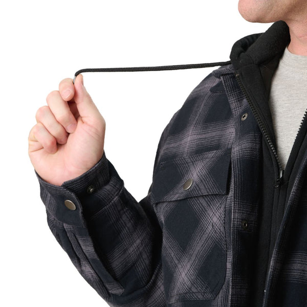 Berne Men's Quilt-Lined Hooded Shirt Jacket SH78PSBK - Black