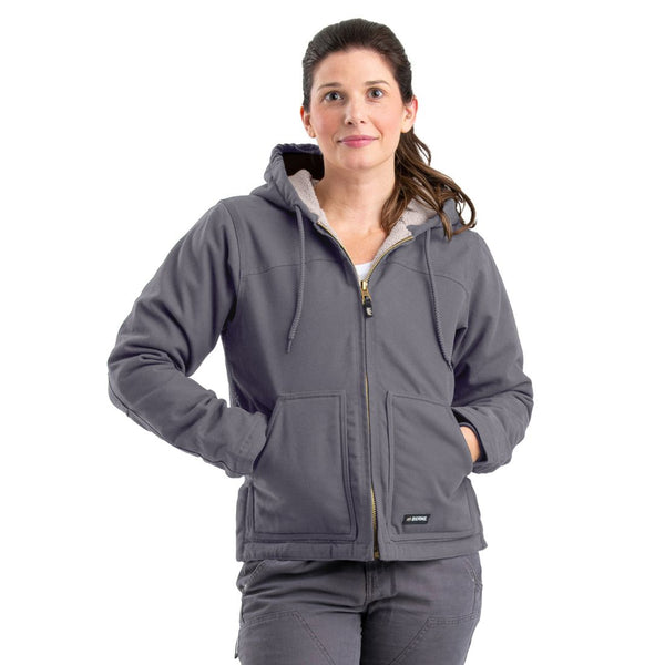 Berne Women's Sherpa-Lined Softstone Duck Hooded Work Jacket WHJ43