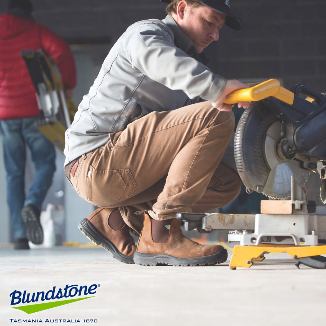 Blundstone 164 Brown Unisex Slip-on Steel Toe Work & Safety Boot - Saddle Brown