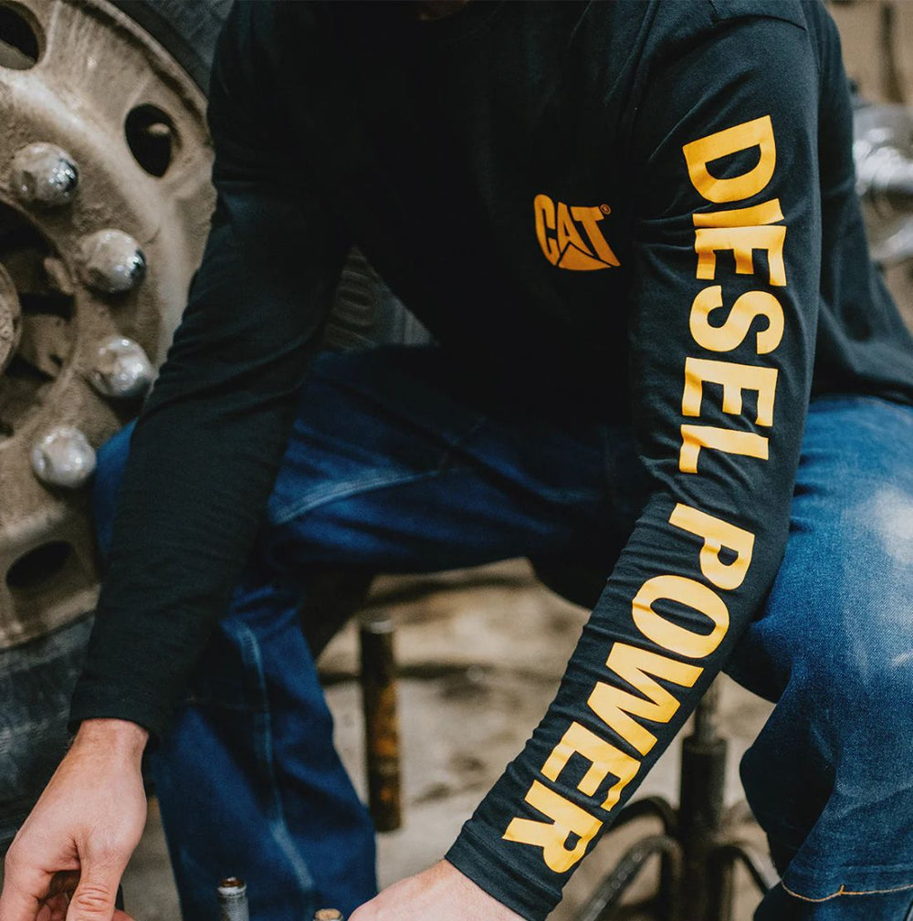 CAT Diesel Power Men's Long Sleeve Work T-Shirt 1010042 - Black