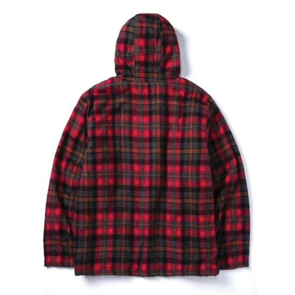 CAT Men's Hooded Flannel Work Shirt Jacket 1040045 - Red