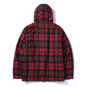 CAT Men's Hooded Flannel Work Shirt Jacket 1040045 - Red