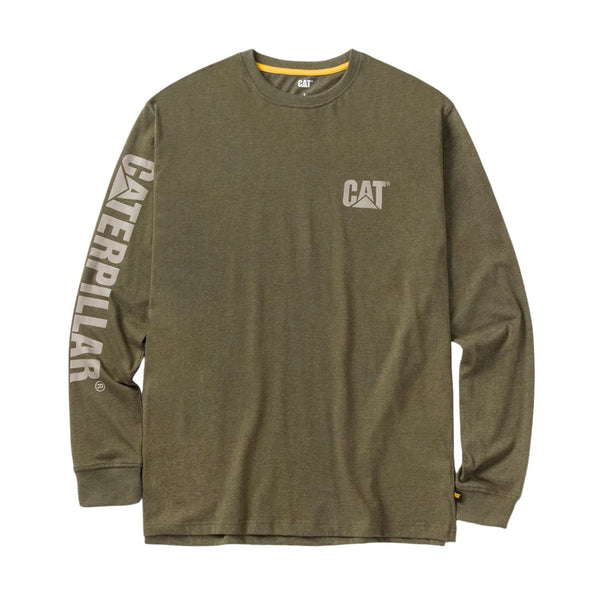 CAT Trademark Banner Long Sleeve Work Shirt 1510034 - Army Moss Heather