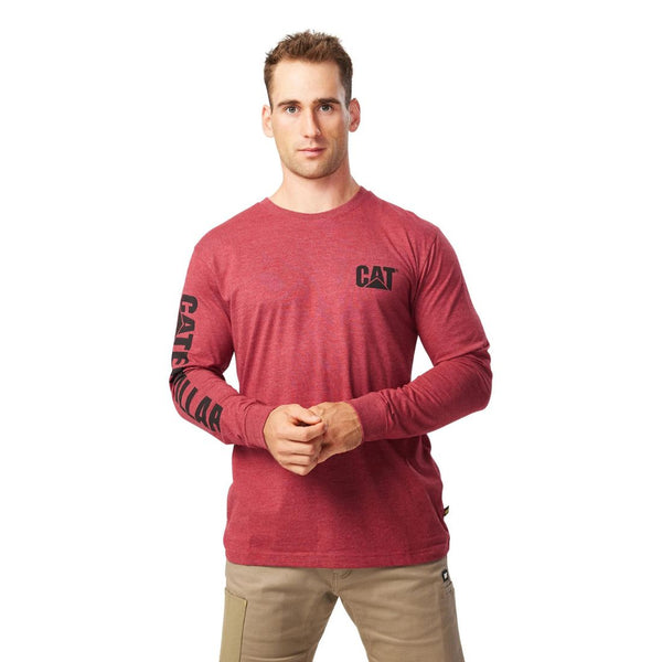 CAT Trademark Banner Long Sleeve Work Shirt 1510034 - Brick Heather