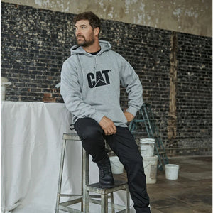 CAT Trademark Men's Hooded Work Sweater - Heather Grey W10646