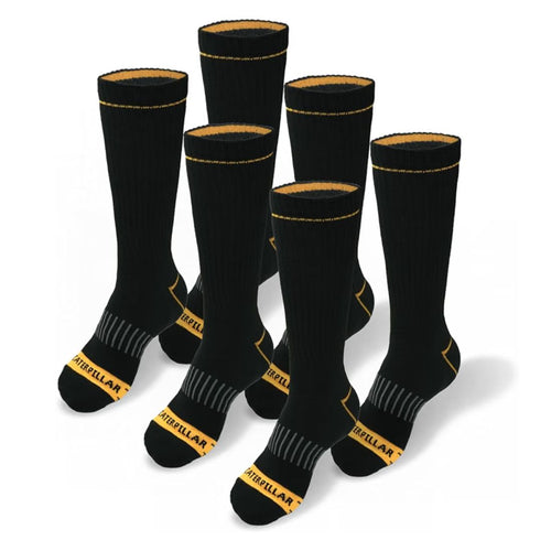 Cat Advanced 1/2 Cushion Crew Work Sock 6 Pack - Black