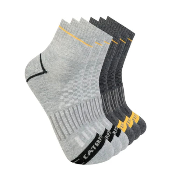 Cat Advanced 1/2 Cushion Quarter Work Sock 6 Pack - Grey