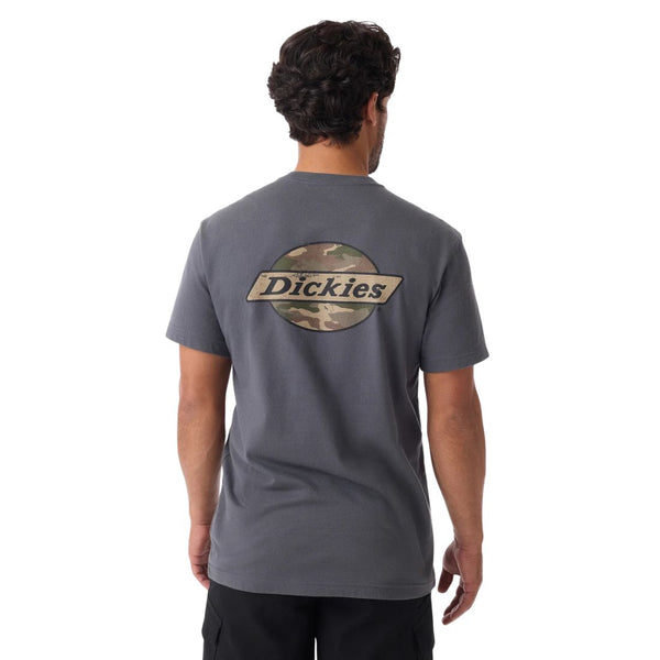 Dickie Men's Short Sleeve Camo Logo Work T-Shirt - Grey