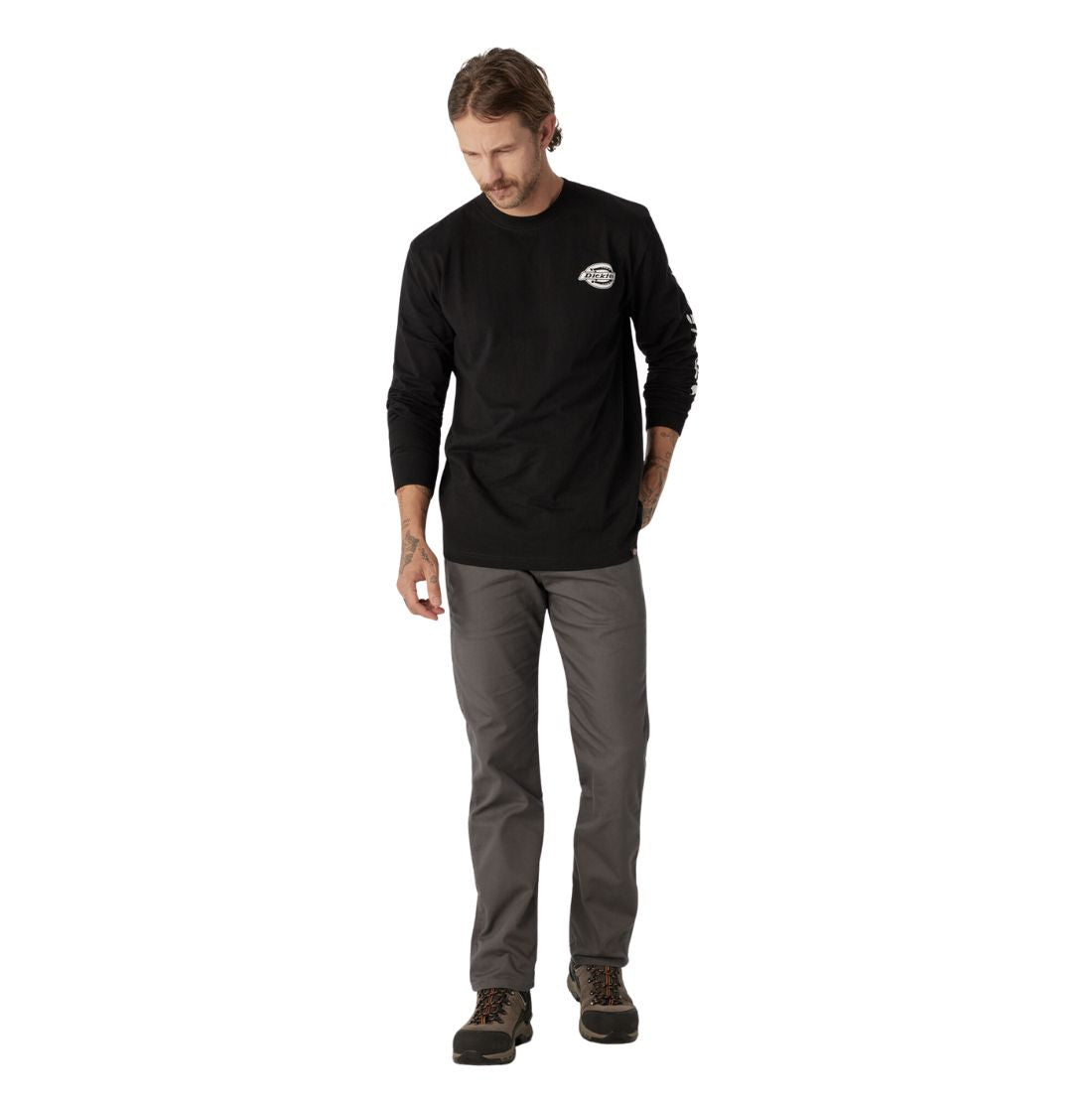 Dickies Heavyweight Logo Men's Long Sleeve Work T-Shirt WL22C - Black