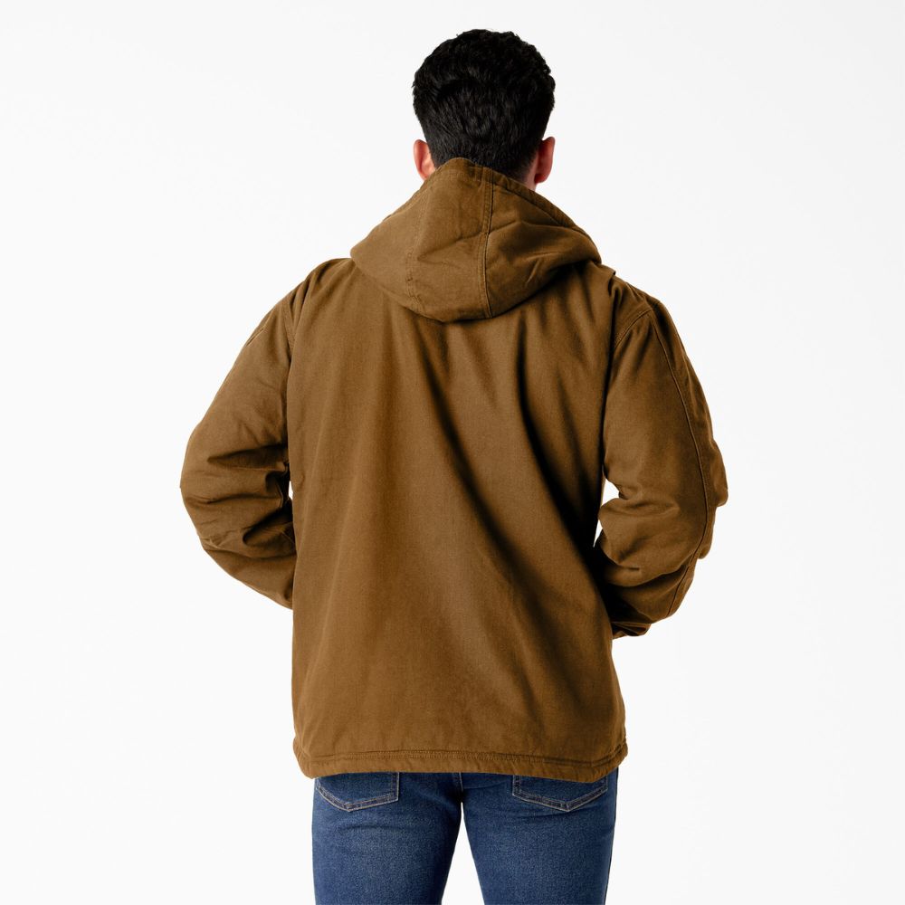 Dickies Men's Duck Canvas High Pile Fleece Lined Jacket - Brown TJ360