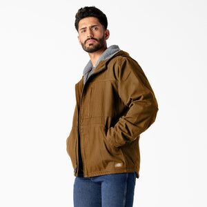 Dickies Men's Duck Canvas High Pile Fleece Lined Jacket - Brown TJ360