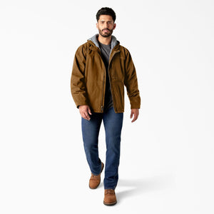 Dickies Men's Duck Canvas High Pile Fleece Lined Jacket - Brown TJ360