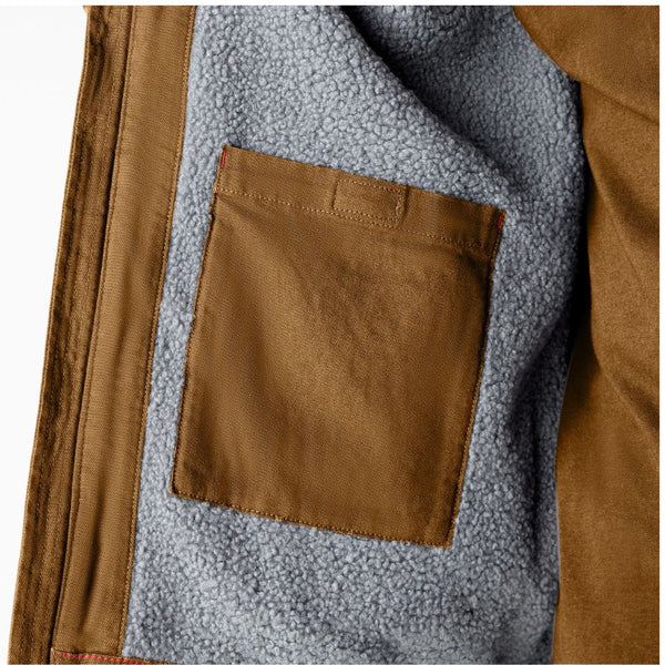 Dickies Men's Duck Canvas High Pile Fleece Lined Jacket - Brown TJ360