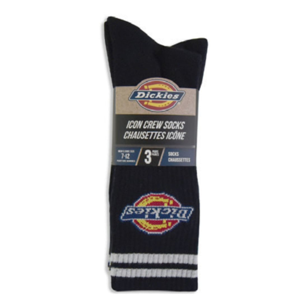 Dickies Men's Icon Striped Cotton Blend 3-Pack Athletic Socks 11539D