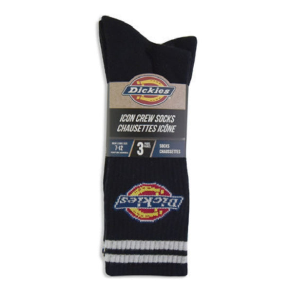 Dickies Men's Icon Striped Cotton Blend 3-Pack Athletic Socks 11539D
