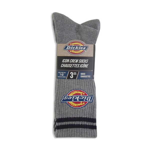 Dickies Men's Icon Striped Cotton Blend 3-Pack Athletic Socks 11539D