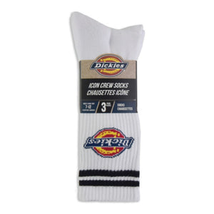 Dickies Men's Icon Striped Cotton Blend 3-Pack Athletic Socks 11539D