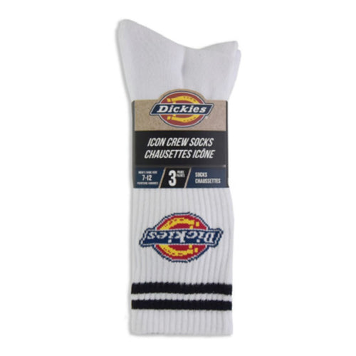 Dickies Men's Icon Striped Cotton Blend 3-Pack Athletic Socks 11539D